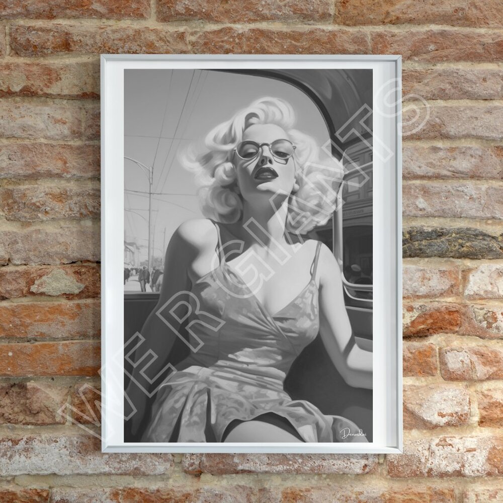Black & White Marilyn Monroe Art  24" x 36"